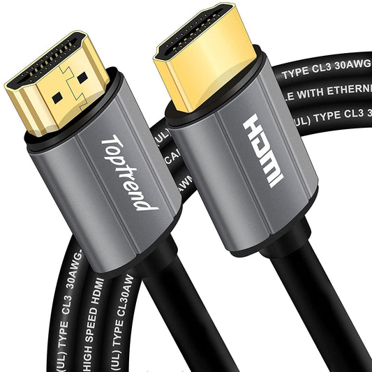 4K HDMI Cable 12Ft, CL3 Rated 18Gpbs High Speed HDMI 2.0 Cable Supports 1080P, 3D, 2160P, 4K 60Hz UHD, HDR, 30AWG HDMI Cord, Compatible with HDTV, Blue-Ray Player, PS3, PS4, PC