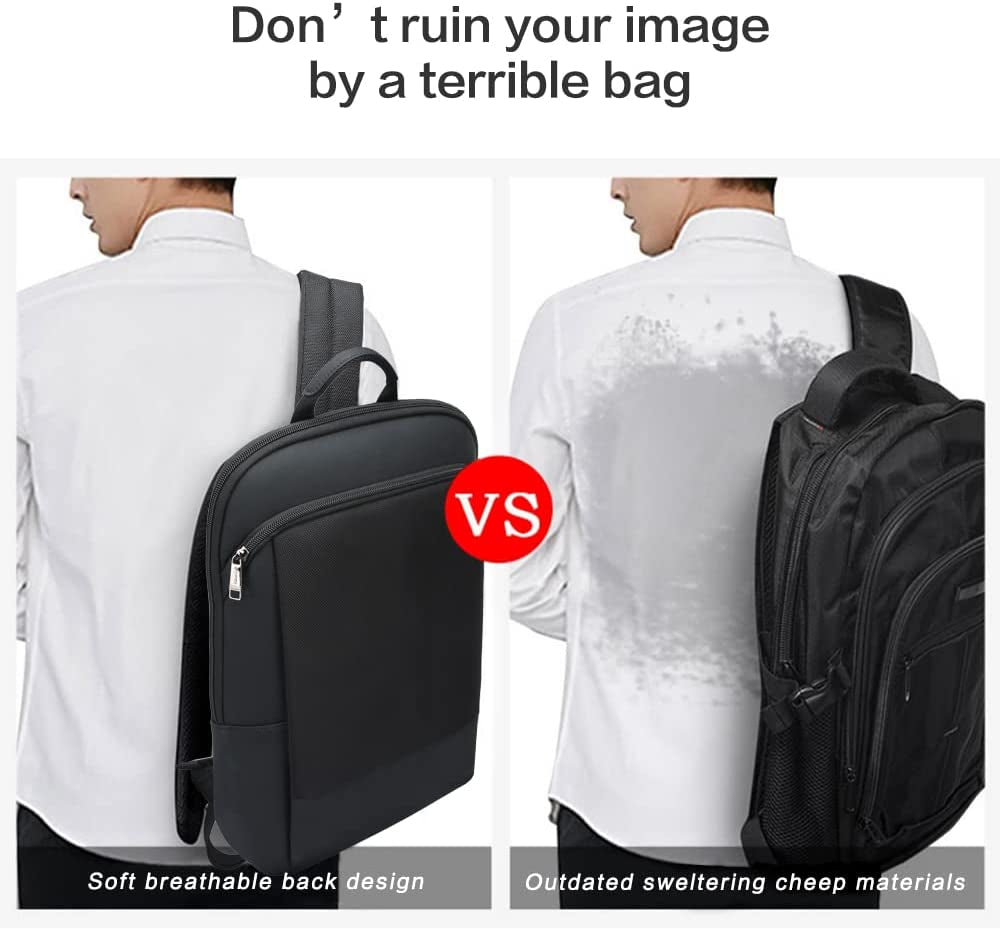 15 Inch Super Slim Laptop Backpack Men anti Theft Waterproof Backpack Light Smart Business Computer Backpack Casual Daypack Black