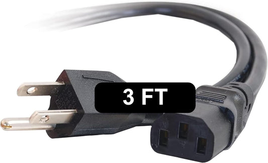 3FT Replacement AC Power Cord - Power Cable for TV, Computer, Monitor, Appliance & More (03129)