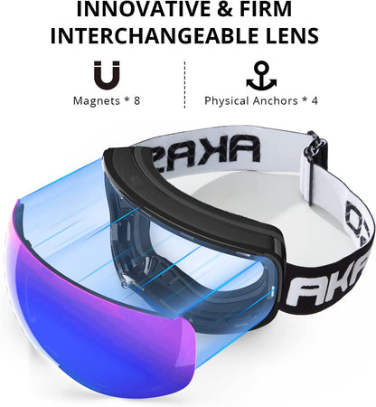 "Professional OTG Ski and Snowboard Goggles with Mag-Pro Magnetic Interchangeable Lenses for Men and Women"