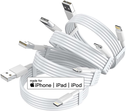 4Pack Apple Mfi Certified Iphone Charger 10Ft,Long Lightning Cable 10 Feet Apple Iphone USB Charging Cord Compatible for Iphone 13 12 Mini 12 Pro Max 11 Pro MAX XS Xr X 6 Airpods-10 Foot (White)